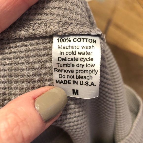 J& company gray waffle cotton thermal long sleeve shirt size medium - Picture 5 of 5